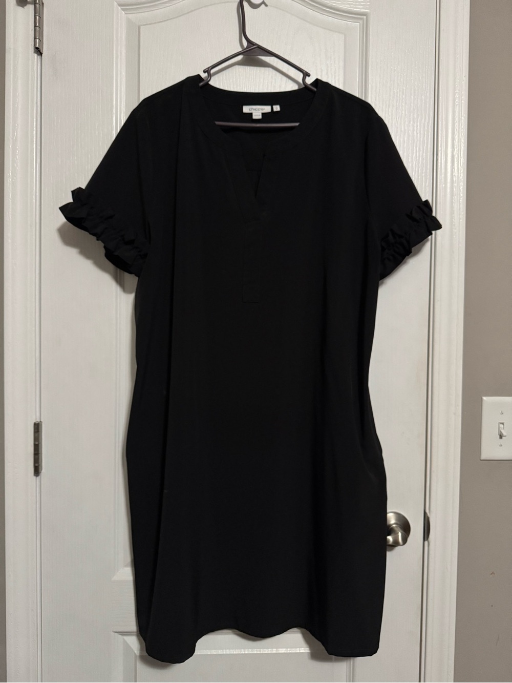 Eloquii Black Ruffle-Sleeve Shift Dress